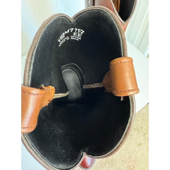 Men’s Cowboy Boots Leather Size 11EE
Dark Brown Red Side Loops Low Heel - Picture 11 of 13